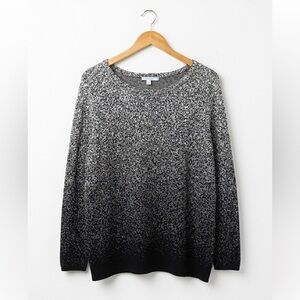 Chico's Monochrome Hombre Black And White  Long Sleeve Round Neck Knit Top NWOT